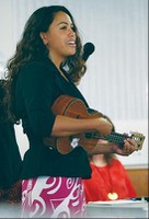 Hawane playing Poliahu i ke Kapu at the TMT Contested Case Hearings in Hilo